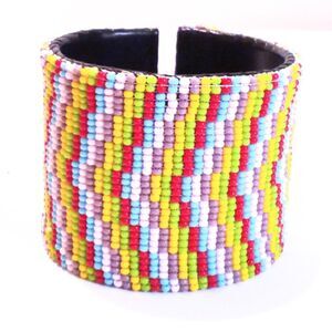 Woven Multi Colored Wide Cuff Bracelet
